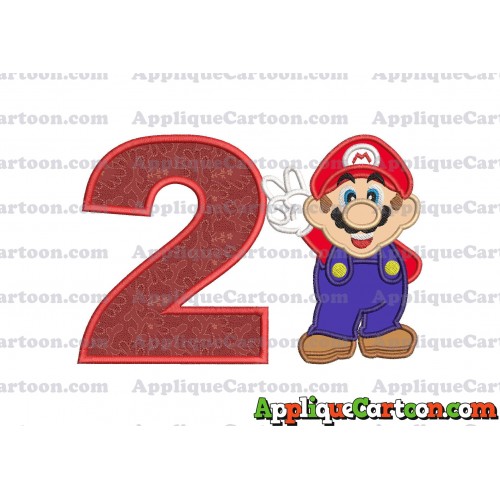 Super Mario Applique Embroidery Design Birthday Number 2