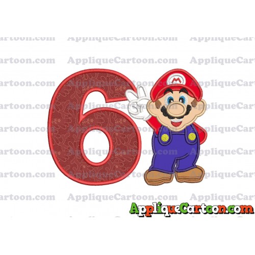 Super Mario Applique Embroidery Design Birthday Number 6