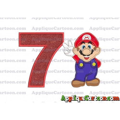 Super Mario Applique Embroidery Design Birthday Number 7