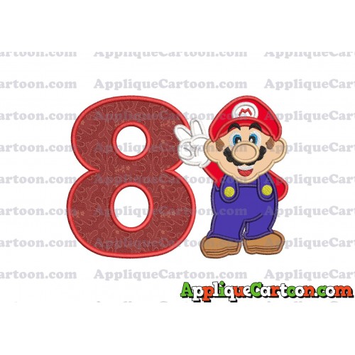 Super Mario Applique Embroidery Design Birthday Number 8