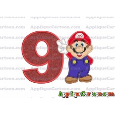 Super Mario Applique Embroidery Design Birthday Number 9