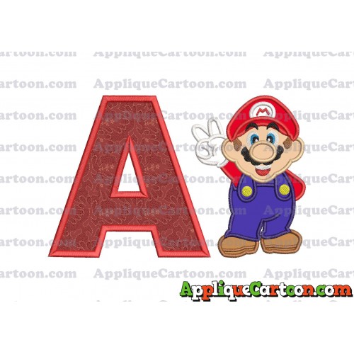 Super Mario Applique Embroidery Design With Alphabet A