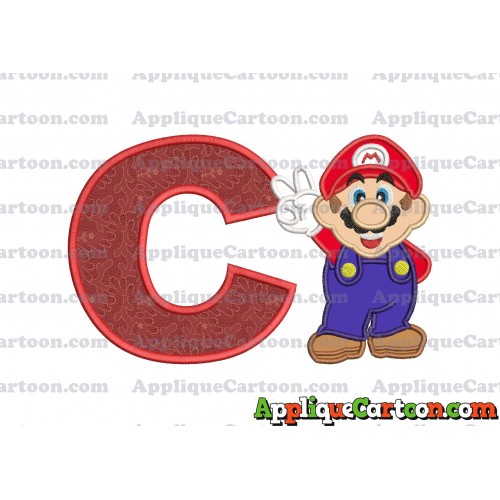 Super Mario Applique Embroidery Design With Alphabet C