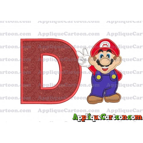 Super Mario Applique Embroidery Design With Alphabet D