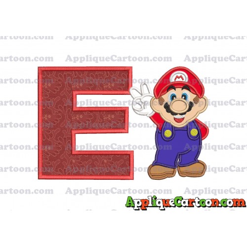 Super Mario Applique Embroidery Design With Alphabet E