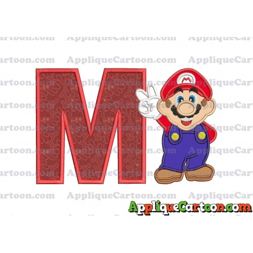 Super Mario Applique Embroidery Design With Alphabet M