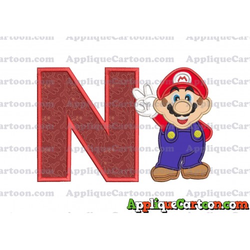 Super Mario Applique Embroidery Design With Alphabet N