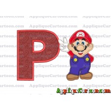 Super Mario Applique Embroidery Design With Alphabet P