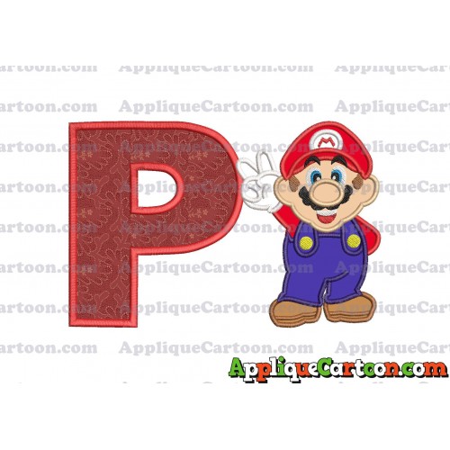 Super Mario Applique Embroidery Design With Alphabet P