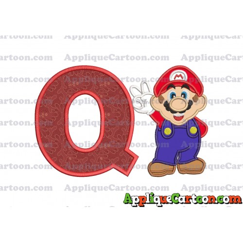 Super Mario Applique Embroidery Design With Alphabet Q