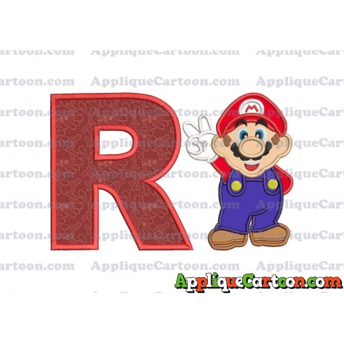 Super Mario Applique Embroidery Design With Alphabet R