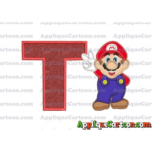 Super Mario Applique Embroidery Design With Alphabet T