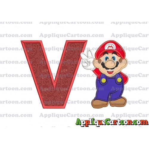 Super Mario Applique Embroidery Design With Alphabet V