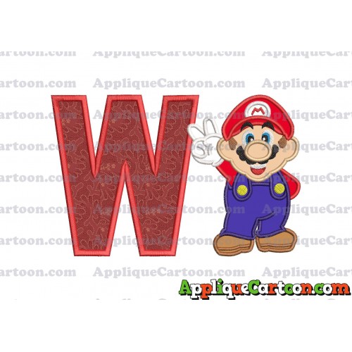 Super Mario Applique Embroidery Design With Alphabet W