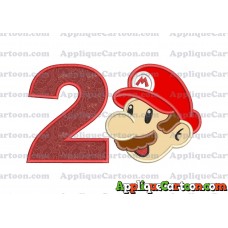 Super Mario Head Applique 02 Embroidery Design Birthday Number 2