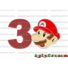 Super Mario Head Applique 02 Embroidery Design Birthday Number 3