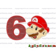 Super Mario Head Applique 02 Embroidery Design Birthday Number 6