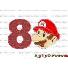 Super Mario Head Applique 02 Embroidery Design Birthday Number 8