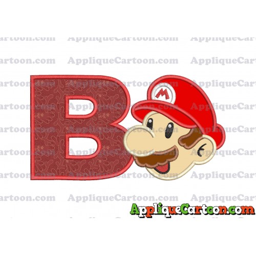 Super Mario Head Applique 02 Embroidery Design With Alphabet B