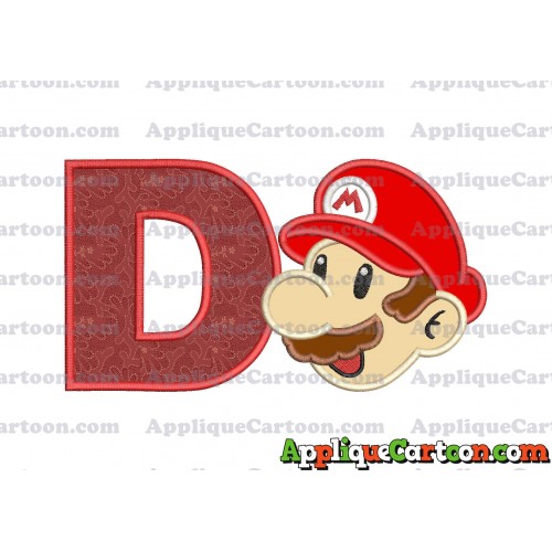 Super Mario Head Applique 02 Embroidery Design With Alphabet D