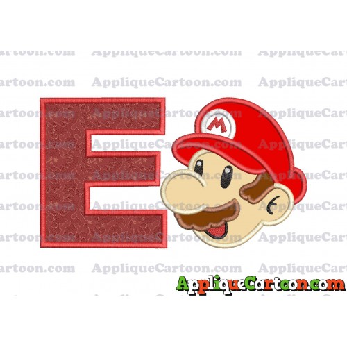 Super Mario Head Applique 02 Embroidery Design With Alphabet E