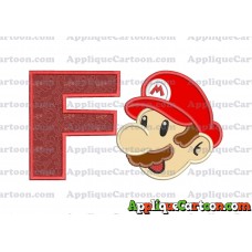 Super Mario Head Applique 02 Embroidery Design With Alphabet F