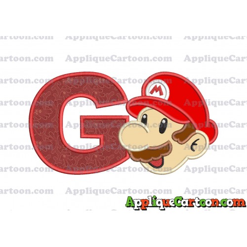 Super Mario Head Applique 02 Embroidery Design With Alphabet G