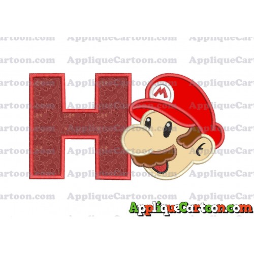 Super Mario Head Applique 02 Embroidery Design With Alphabet H
