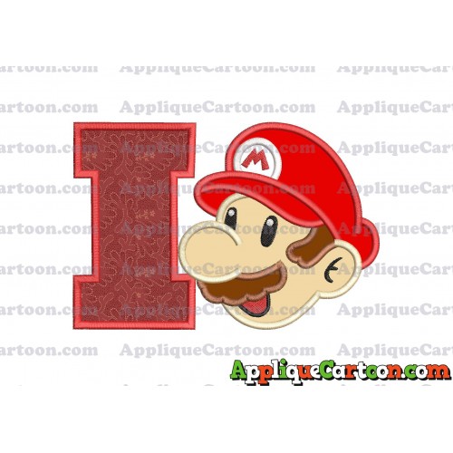Super Mario Head Applique 02 Embroidery Design With Alphabet I