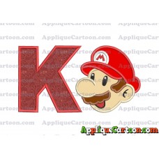 Super Mario Head Applique 02 Embroidery Design With Alphabet K