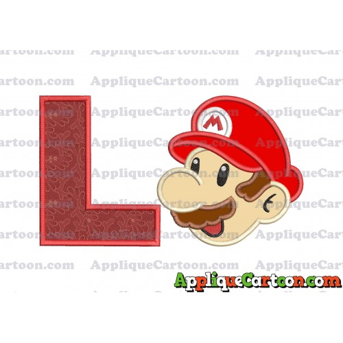 Super Mario Head Applique 02 Embroidery Design With Alphabet L