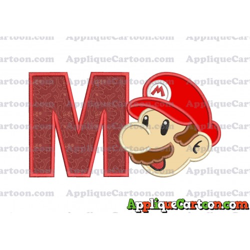 Super Mario Head Applique 02 Embroidery Design With Alphabet M