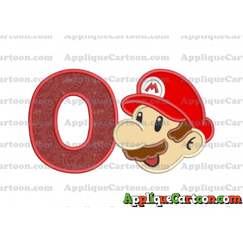 Super Mario Head Applique 02 Embroidery Design With Alphabet O