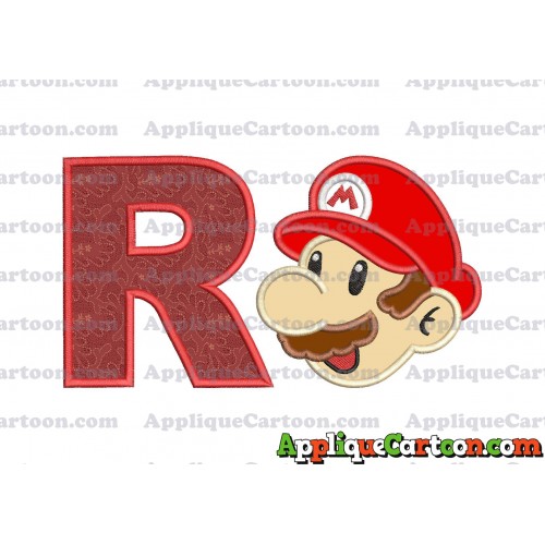 Super Mario Head Applique 02 Embroidery Design With Alphabet R
