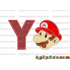 Super Mario Head Applique 02 Embroidery Design With Alphabet Y