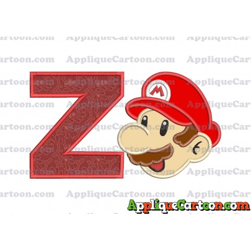 Super Mario Head Applique 02 Embroidery Design With Alphabet Z