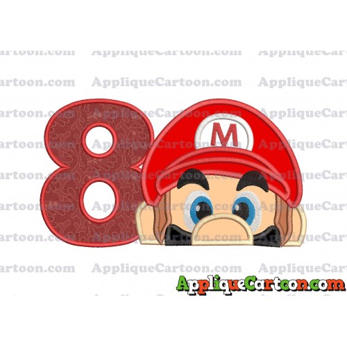 Super Mario Head Applique 03 Embroidery Design Birthday Number 8