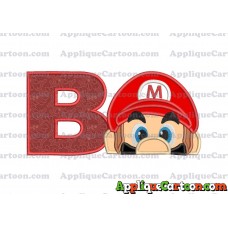 Super Mario Head Applique 03 Embroidery Design With Alphabet B
