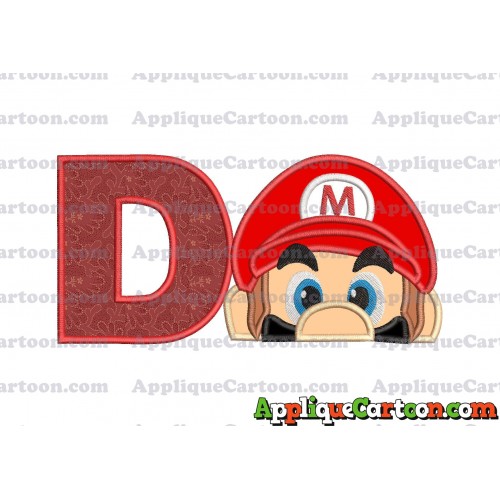 Super Mario Head Applique 03 Embroidery Design With Alphabet D