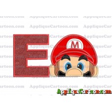 Super Mario Head Applique 03 Embroidery Design With Alphabet E