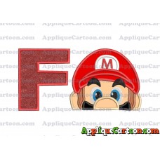 Super Mario Head Applique 03 Embroidery Design With Alphabet F