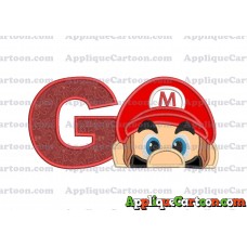 Super Mario Head Applique 03 Embroidery Design With Alphabet G