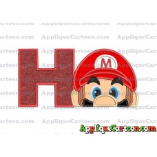 Super Mario Head Applique 03 Embroidery Design With Alphabet H