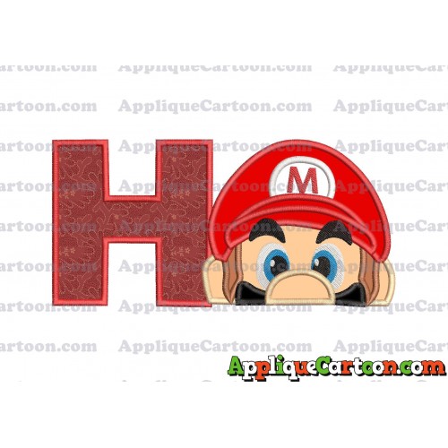 Super Mario Head Applique 03 Embroidery Design With Alphabet H