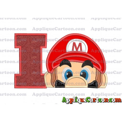 Super Mario Head Applique 03 Embroidery Design With Alphabet I