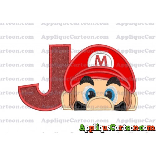 Super Mario Head Applique 03 Embroidery Design With Alphabet J