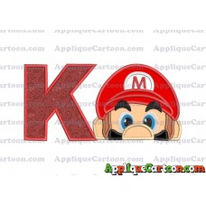 Super Mario Head Applique 03 Embroidery Design With Alphabet K