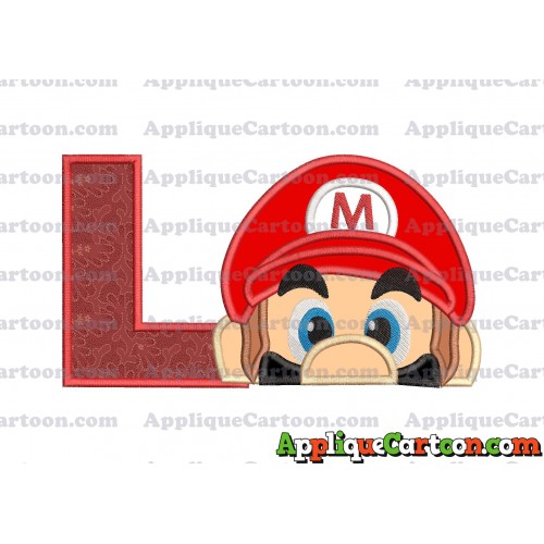 Super Mario Head Applique 03 Embroidery Design With Alphabet L
