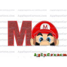 Super Mario Head Applique 03 Embroidery Design With Alphabet M