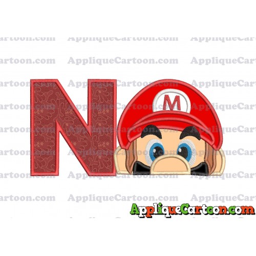 Super Mario Head Applique 03 Embroidery Design With Alphabet N